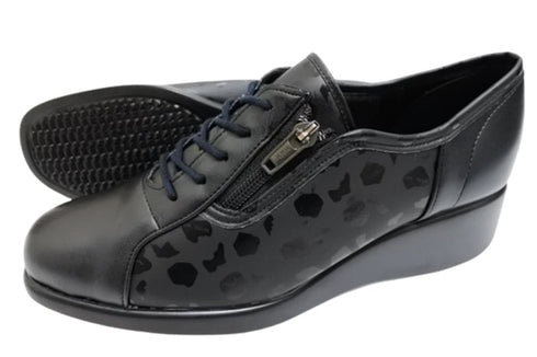 【ナチュラルバック 5283 マットブラック】サイドジップ靴紐シューズ